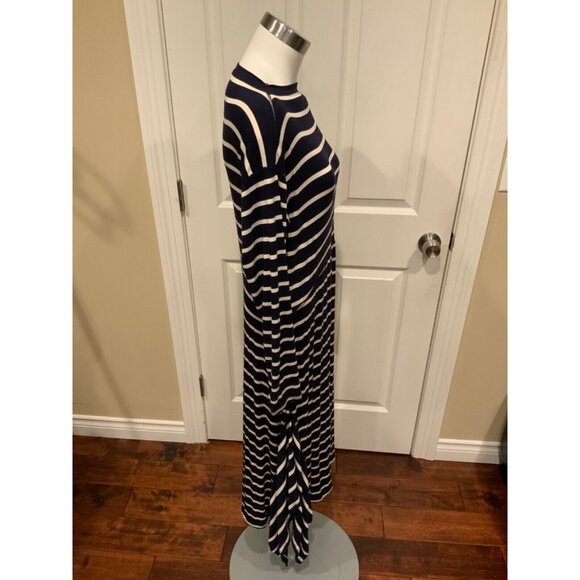 Ella Moss Navy Blue & White Striped Rachel Midi Asymmetrical Dress, Size XL - Picture 4 of 7